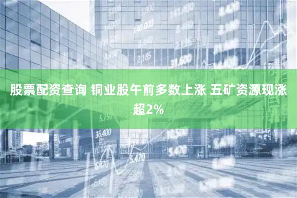股票配资查询 铜业股午前多数上涨 五矿资源现涨超2%